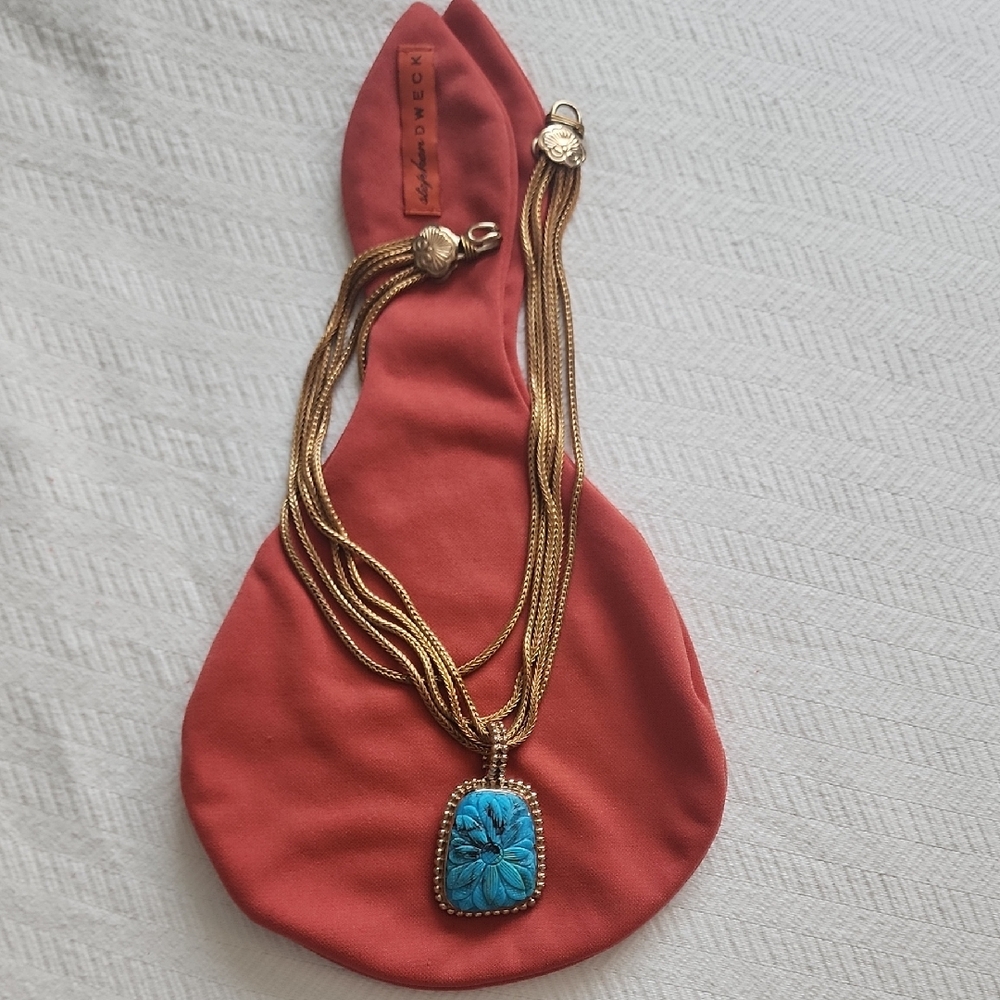 Stephen Dweck Gold and Blue Turquoise Necklace